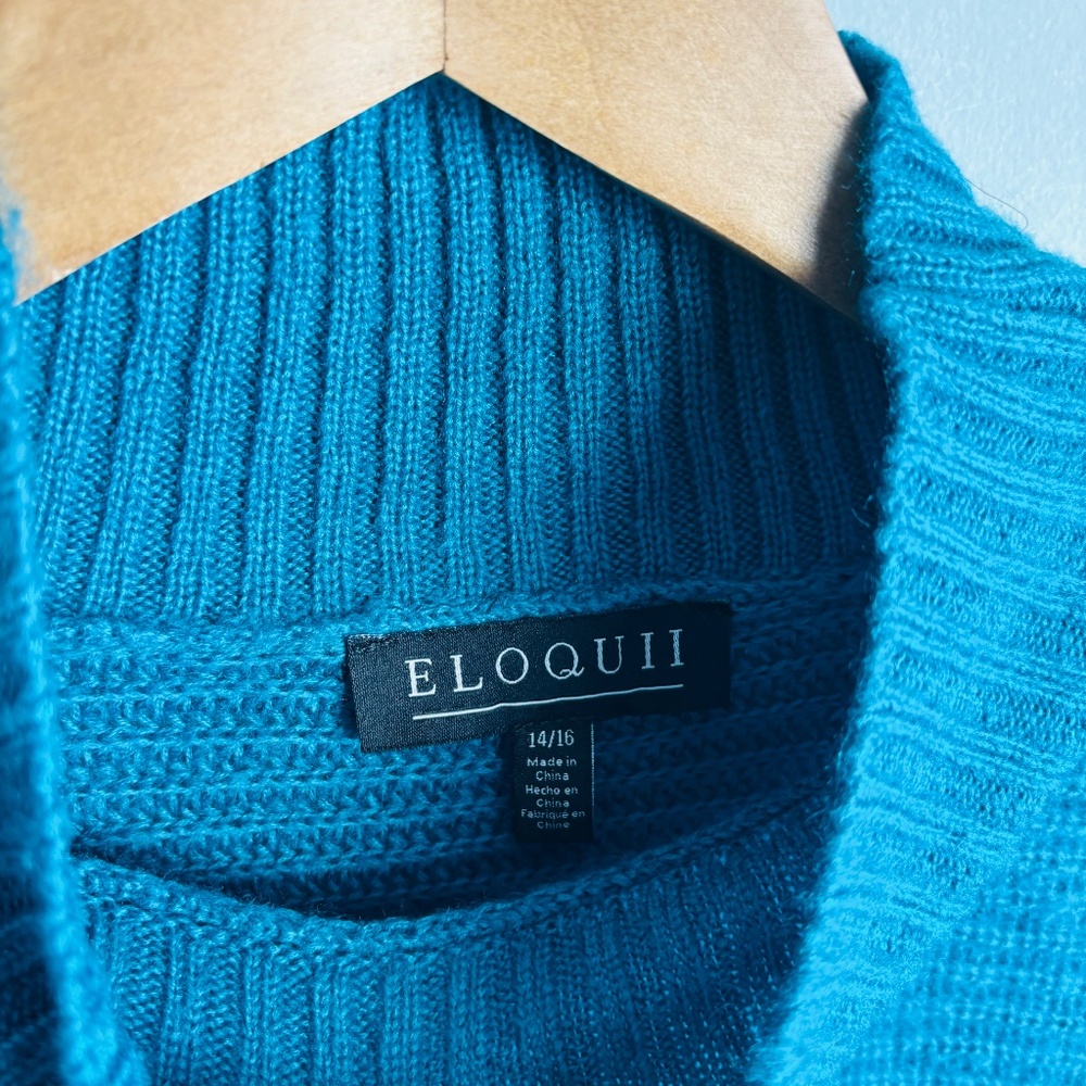 Eloquii Teal Mock Neck Sweater Size 14/16 - Picture 3 of 4